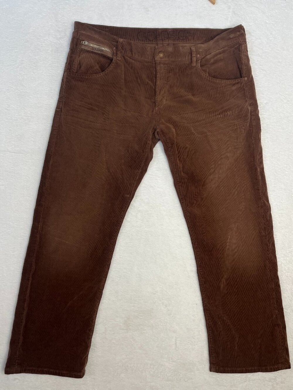 Goldsign Boyfriend Bootcut Corduroy sz 31 Jeans Made in USA Chocolate Collegiate - Picture 1 of 13